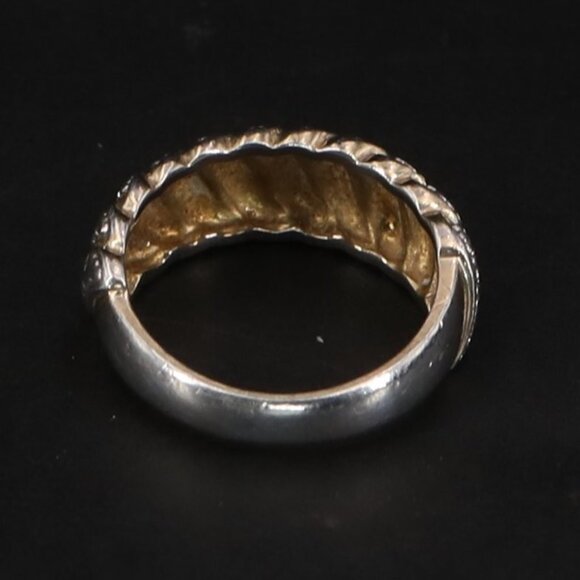 Auth Ross-Simons REAL Diamond Cluster Ring Sterling Silver Gold Vermeil DOME 6 - Picture 4 of 6